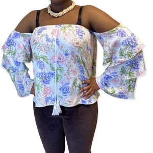New Vintage Havana Off-the-Shoulder Floral Ruffle Top Size S